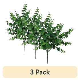 (3 pack) 14in Indoor Artificial Eucalyptus Leaves Pick, Green Color. Weight 0.14lb, Pot Not Included.