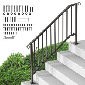 VEVOR 5-6 Step Handrails for Outdoor for Seniors Porch Deck Black Retro Arch