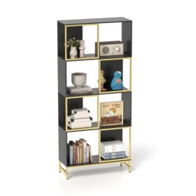 4-Tier Storage Shelves, Bookcase Display Storage Shelf Corner Shelf For Small Space (Color: BLACK)