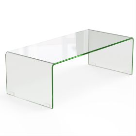 42.5 X 20 X 14 Inch Glass Coffee Table With Rounded Edges For Living Room (Option: Transparent)
