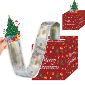 Christmas Money Box For Cash Gift Pull With Christmas Tree Card And Transparent Bags Surprise Money Holder Cash Gift Xmas Money Pull Box For Chri (Option: MultiColor)