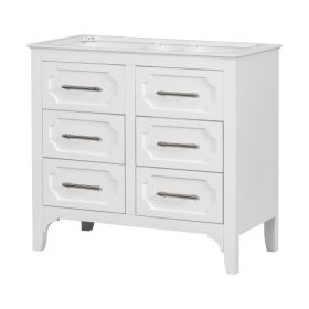 36'' Bathroom Vanity Without Sink , Free Standing Single Vanity Set With Four Drawers, Solid Wood Frame Bathroom Storage Cabinet Only (Color: White)