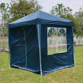 Blue Two Doors And Two Windows Practical Waterproof Right Angle Folding Awning Pavilion Shed (Color: Blue)