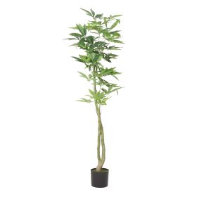 160CM ARTIFICIAL PACHIRA MACROCARPA (Color: GREEN)