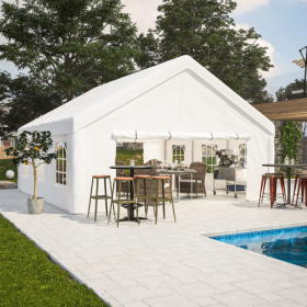 Comes With 2 Storage Bags And A Detachable Side Wall 20x20FT Heavy-duty Party Tent (Color: White)