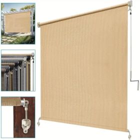 Outdoor Sun Shade Screen for Patio Gazebo Porch Cordless Roll Up Design UV Protection Roller Blind for Deck Balcony Backyard Garden Pergola Priva (Color: Sesame, size: 96*96inch)