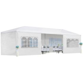 10x30' Wedding Party Canopy Tent Outdoor Gazebo With 8 Removable Sidewalls (Color: White)